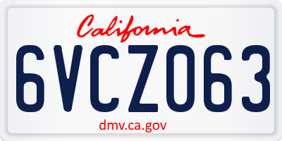 CA license plate 6VCZ063