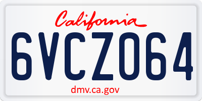 CA license plate 6VCZ064