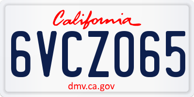 CA license plate 6VCZ065