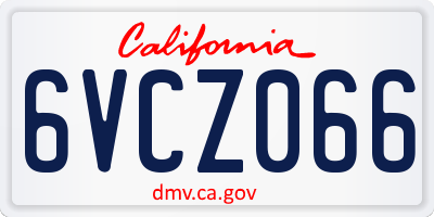 CA license plate 6VCZ066