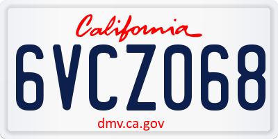 CA license plate 6VCZ068