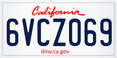 CA license plate 6VCZ069