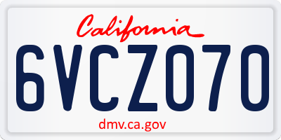 CA license plate 6VCZ070