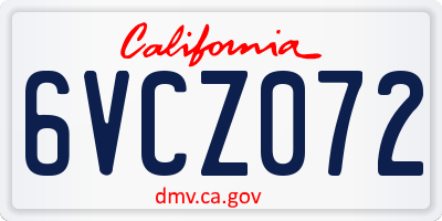 CA license plate 6VCZ072