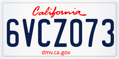 CA license plate 6VCZ073