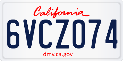 CA license plate 6VCZ074