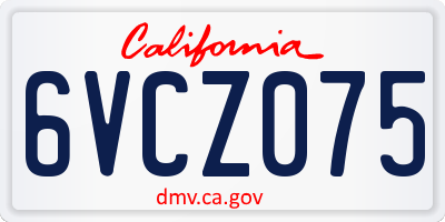 CA license plate 6VCZ075