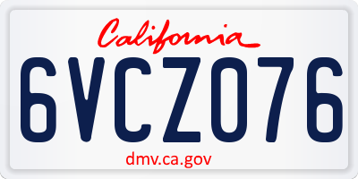 CA license plate 6VCZ076