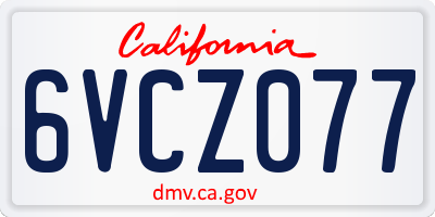 CA license plate 6VCZ077