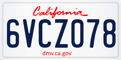 CA license plate 6VCZ078