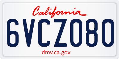 CA license plate 6VCZ080