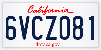 CA license plate 6VCZ081