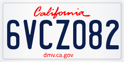 CA license plate 6VCZ082