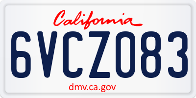 CA license plate 6VCZ083