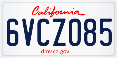 CA license plate 6VCZ085