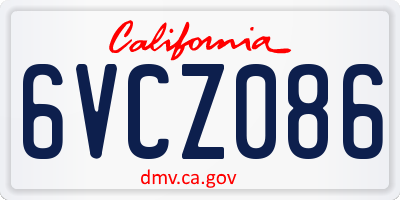 CA license plate 6VCZ086