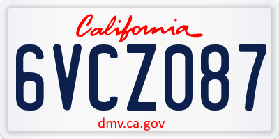 CA license plate 6VCZ087