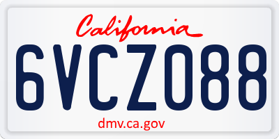 CA license plate 6VCZ088