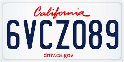 CA license plate 6VCZ089