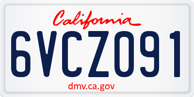 CA license plate 6VCZ091