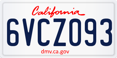 CA license plate 6VCZ093