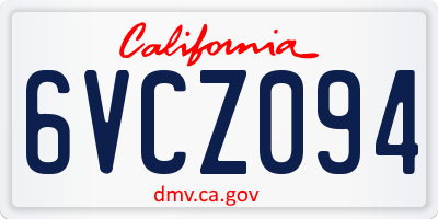 CA license plate 6VCZ094