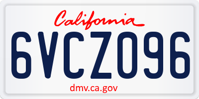 CA license plate 6VCZ096