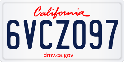 CA license plate 6VCZ097