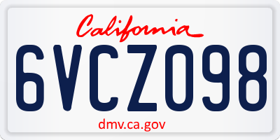 CA license plate 6VCZ098
