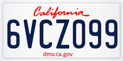 CA license plate 6VCZ099