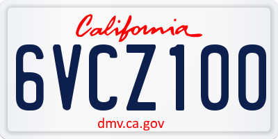 CA license plate 6VCZ100