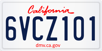 CA license plate 6VCZ101