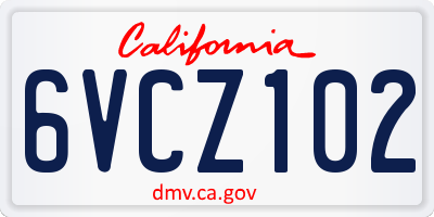 CA license plate 6VCZ102