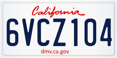 CA license plate 6VCZ104