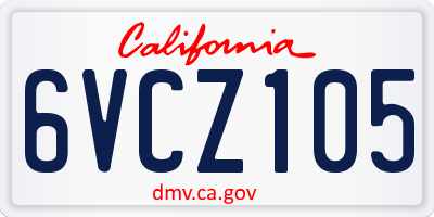 CA license plate 6VCZ105