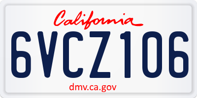 CA license plate 6VCZ106