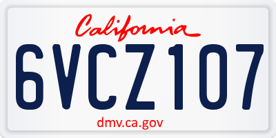 CA license plate 6VCZ107
