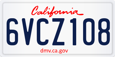 CA license plate 6VCZ108