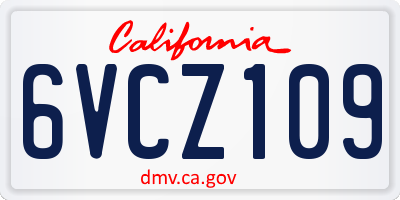 CA license plate 6VCZ109