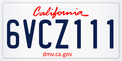 CA license plate 6VCZ111