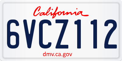 CA license plate 6VCZ112