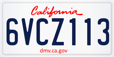 CA license plate 6VCZ113