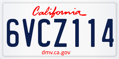 CA license plate 6VCZ114