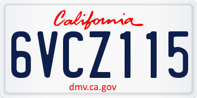 CA license plate 6VCZ115