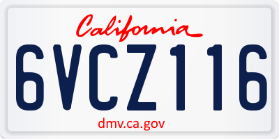 CA license plate 6VCZ116