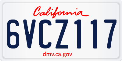 CA license plate 6VCZ117