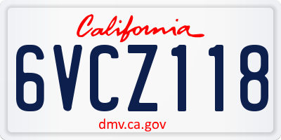 CA license plate 6VCZ118