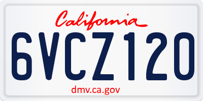 CA license plate 6VCZ120