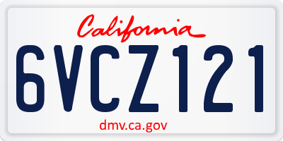 CA license plate 6VCZ121