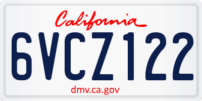 CA license plate 6VCZ122